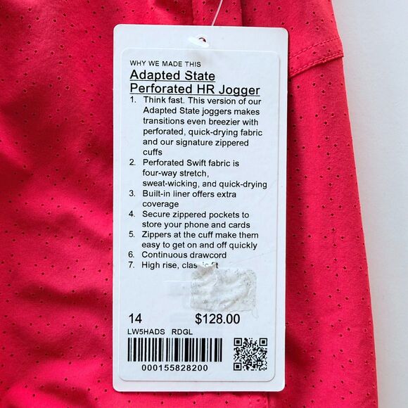 NWT Lululemon Women's Adapted State Perforated HR Jogger in Red Glow Size 14 - Picture 12 of 16